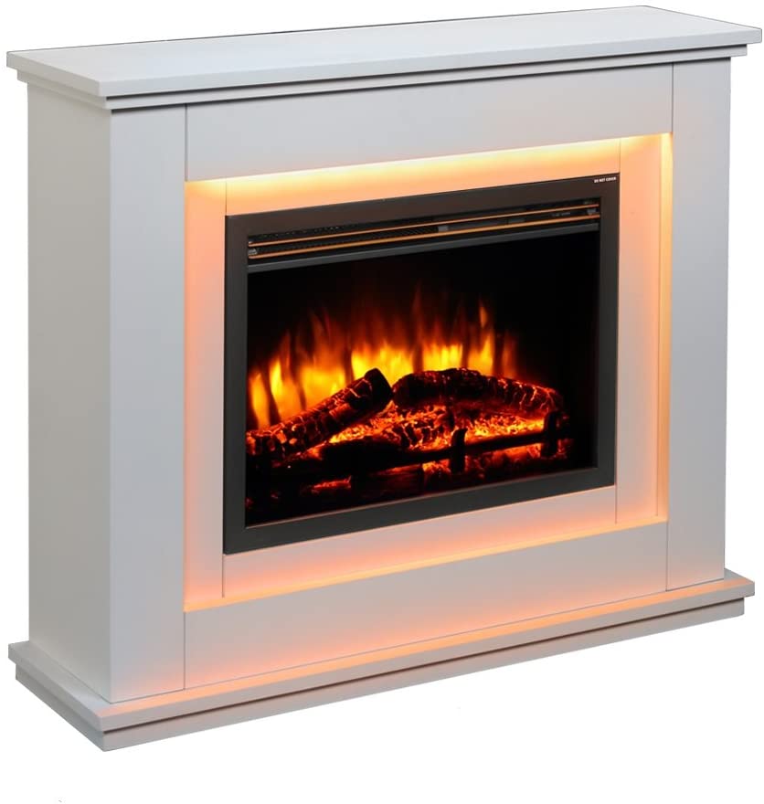Chimenea eléctrica moderna empotrada en pared con llamas LED 3D