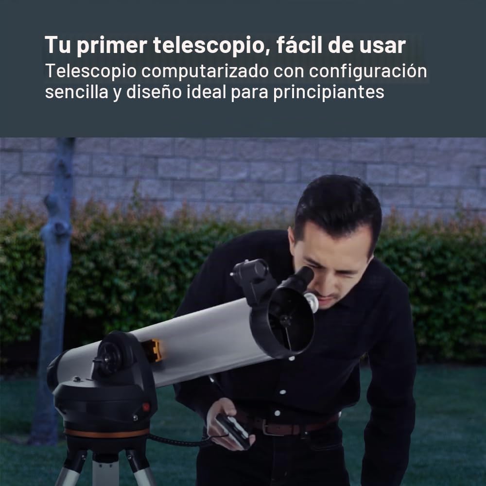 Detalles ópticos y mando del Celestron 114LCM