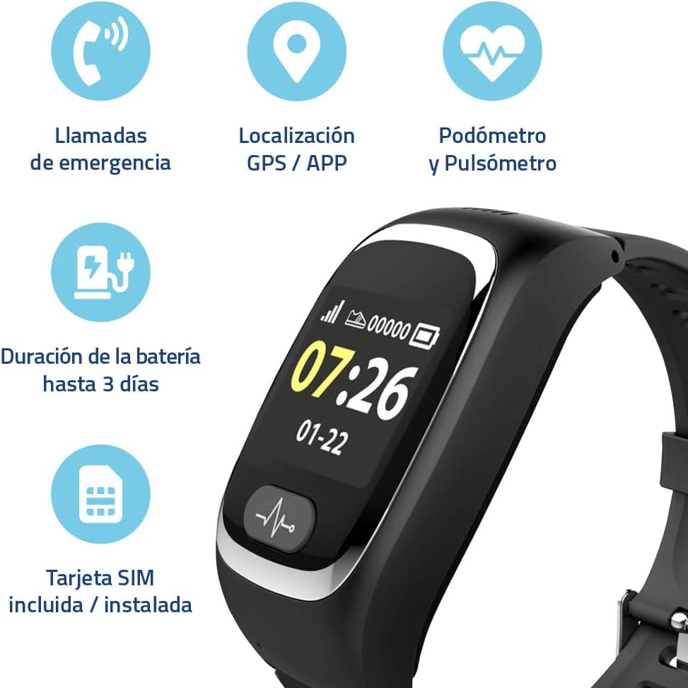 Reloj localizador Tracmi B6 con boton SOS destacado en color rojo