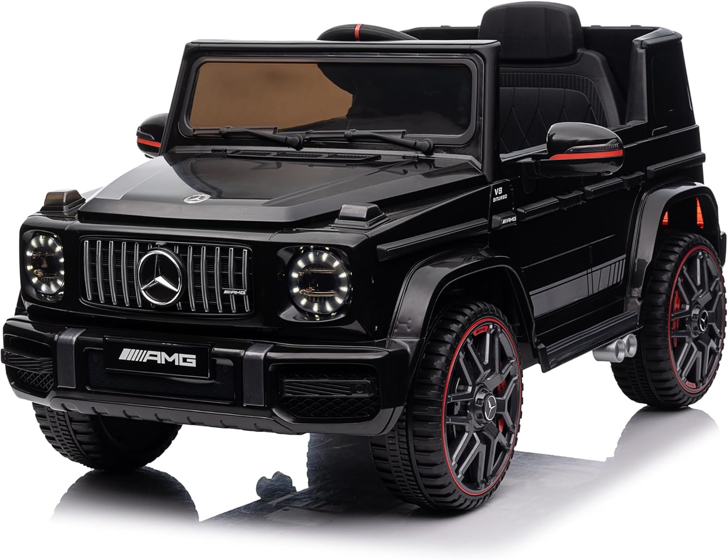 Plano detallado de los acabados interiores y exteriores del Coche Eléctrico Infantil Mercedes G63 AMG 12V