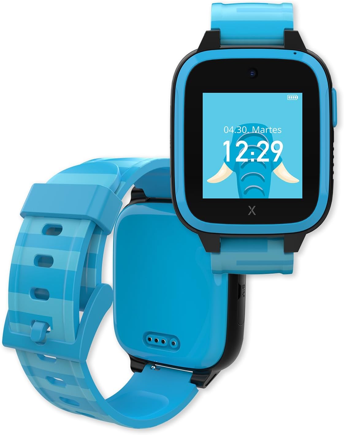 Reloj infantil Xplora XGO3 en color azul mostrando pantalla de inicio