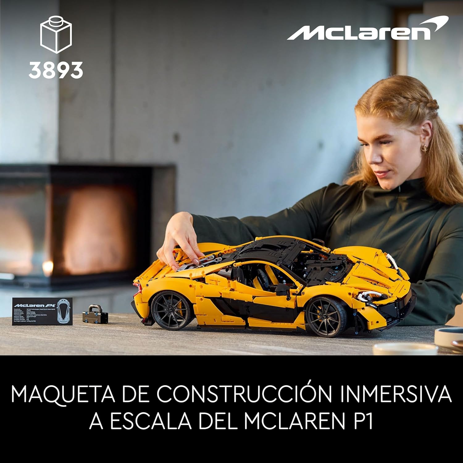 Vista en detalle de la increíble maquinaria y diseño del LEGO Technic McLaren P1 (42172)