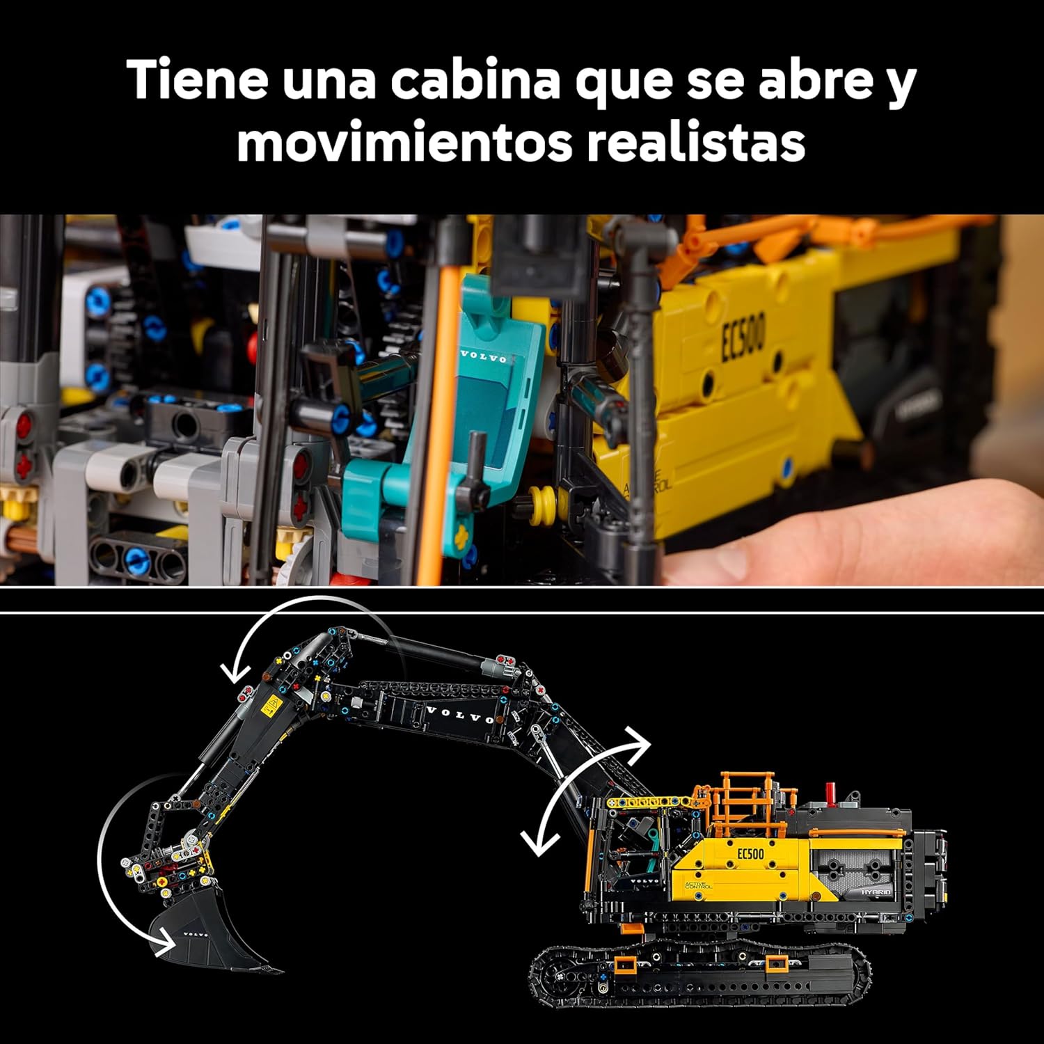 Plano macro de los increíbles detalles mecánicos y piezas Technic del set